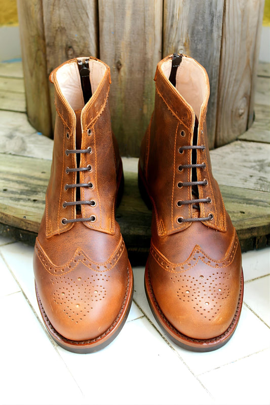 Ankle boots Wingtip mens leather boots Made to your measurement handmade tan leather ankle boots, vintage motorcycle boots. biker boots