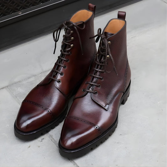 Ankle boots handmade oxblood leather lace up mens ankle boots | dress leather boots, giftsforhim