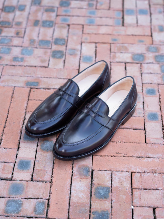 Handmade Black and Brown Penny Loafers for Men | Leather Slip On Dress Shoes | Formal Wedding Loafers