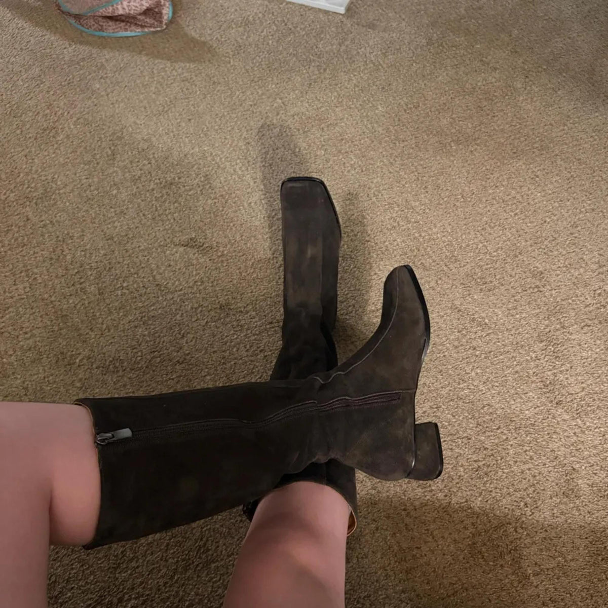 handmade suede leather gogo boots | dark brown thigh high boots | women long boots