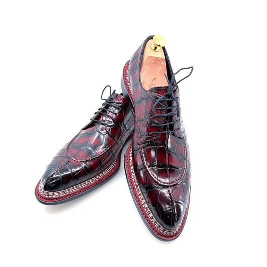 Handmade Embossed Leather Alligator Derby Shoes | Formal Oxford Shoes | Custom mens Dress Shoes | Signature Collection