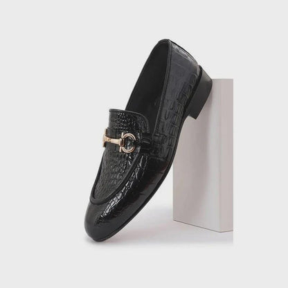 Handmade Men Black Crocodile Textured Leather Moccasin Shoes, Slip on Shoes, leather loafers
