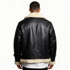 Aviator Men's Leather Jacket, Leather Coat Bomber Real Leather FUR Jacket