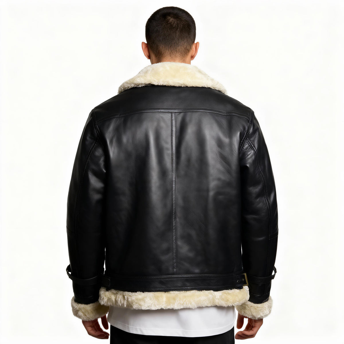 Aviator Men's Leather Jacket, Leather Coat Bomber Real Leather FUR Jacket