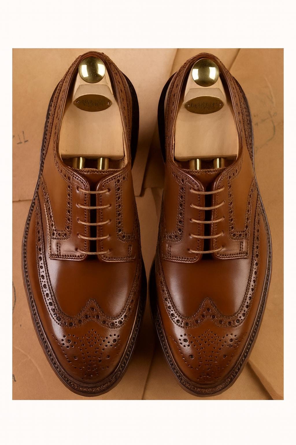 Handmade Brown Wingtip Oxford Shoes for Men | Genuine Leather Brogue mens Dress Shoes | Groomsmen Wedding Shoes | Sialkot Crafted