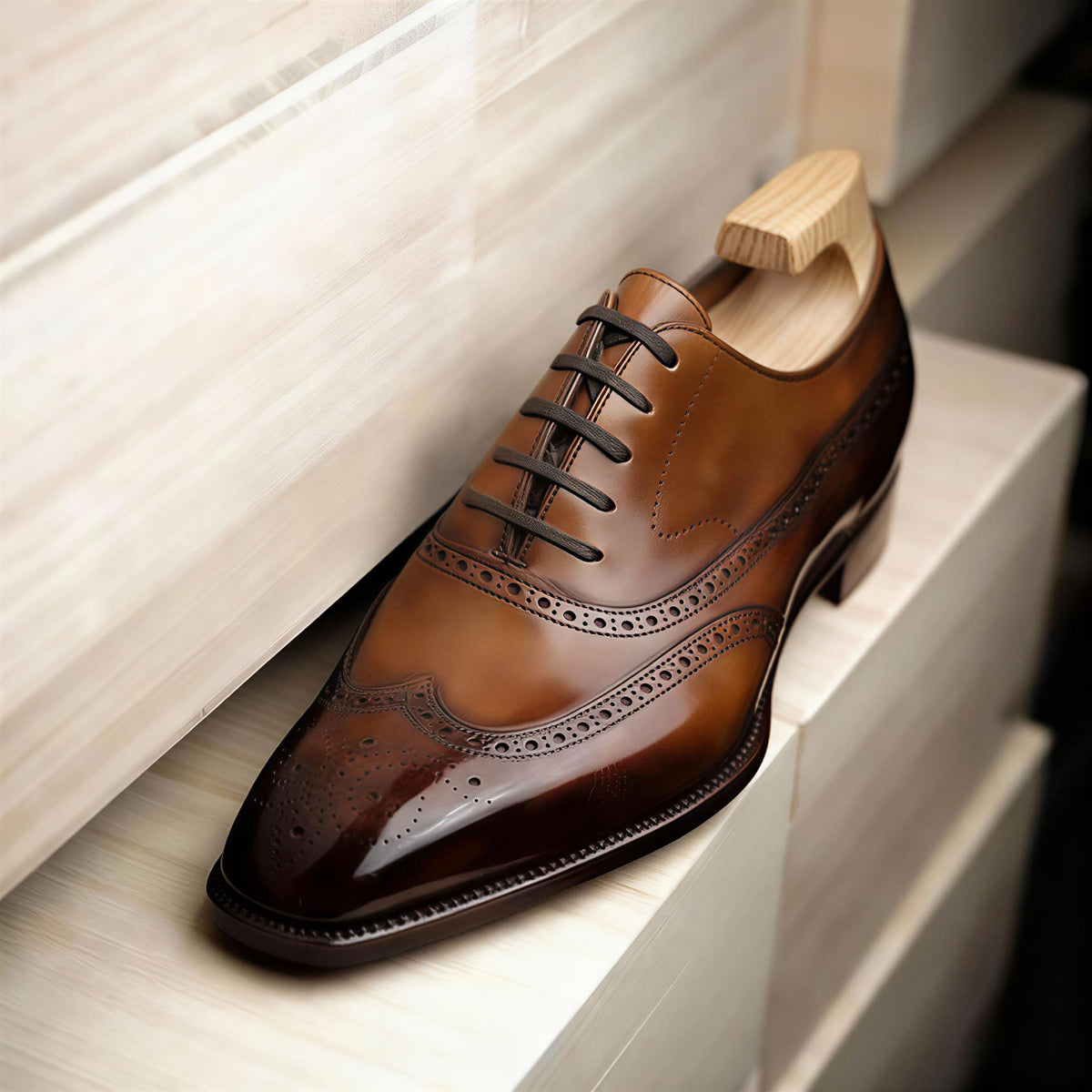 Handmade leather shoes Brown  mens Oxford Lace Up shoes  Wingtip Formal Dress Shoes