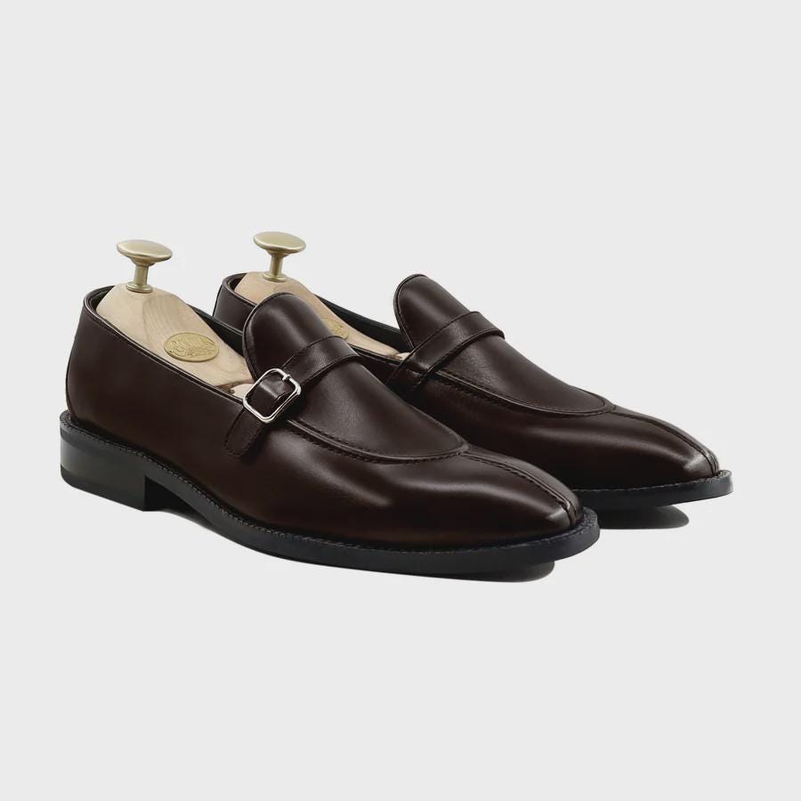 Men’s Dark Brown Leather Loafers Handmade Calf Leather Buckle Shoes, Formal & Casual Slip Ons mens Loafers