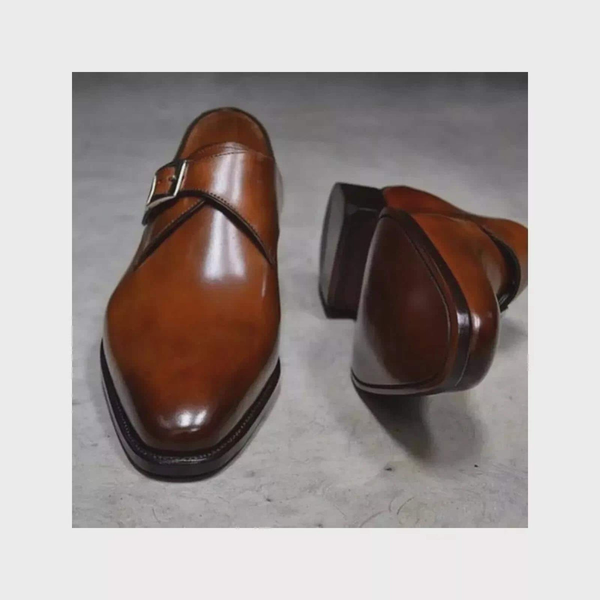 Handmade single Monk leather Shoes  Slip On Formal Dress Shoes, Luxury Buckle Strap Leather Shoes Men