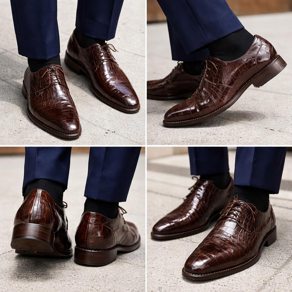 Handmade  Alligator Leather shoes Crocodile shoes, Lace up mens oxfords shoes wedding and formal foot wear