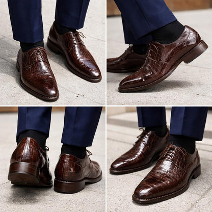 Handmade  Alligator Leather shoes Crocodile shoes, Lace up mens oxfords shoes wedding and formal foot wear
