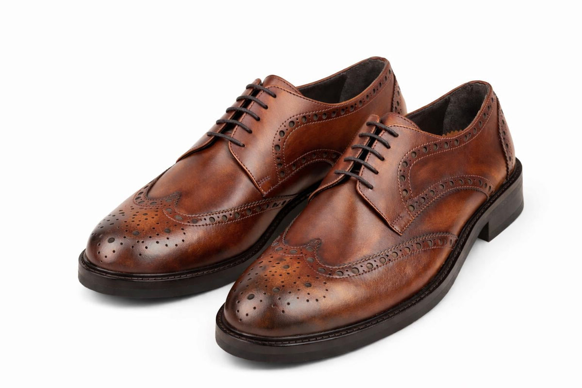Handmade Brown Leather shoes men Tan Calf mens oxfords Shoes for wedding and formal footwear