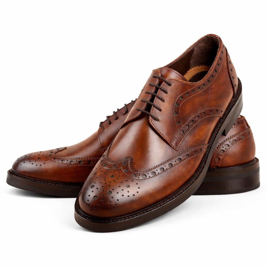 Handmade Brown Leather shoes men Tan Calf mens oxfords Shoes for wedding and formal footwear