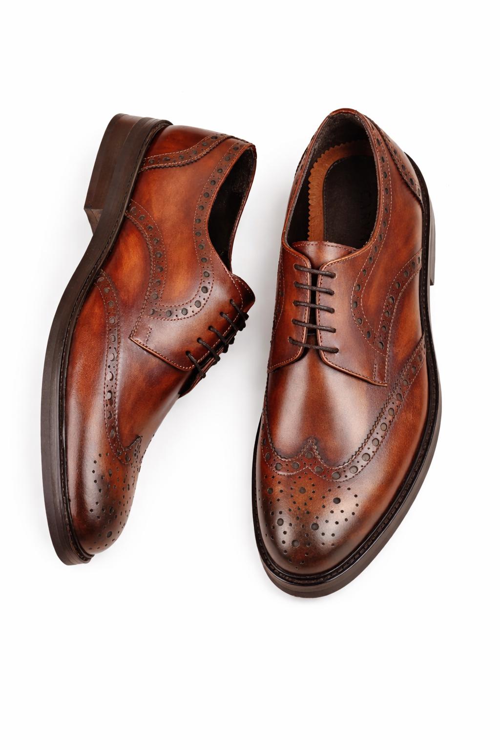 Handmade Brown Leather shoes men Tan Calf mens oxfords Shoes for wedding and formal footwear