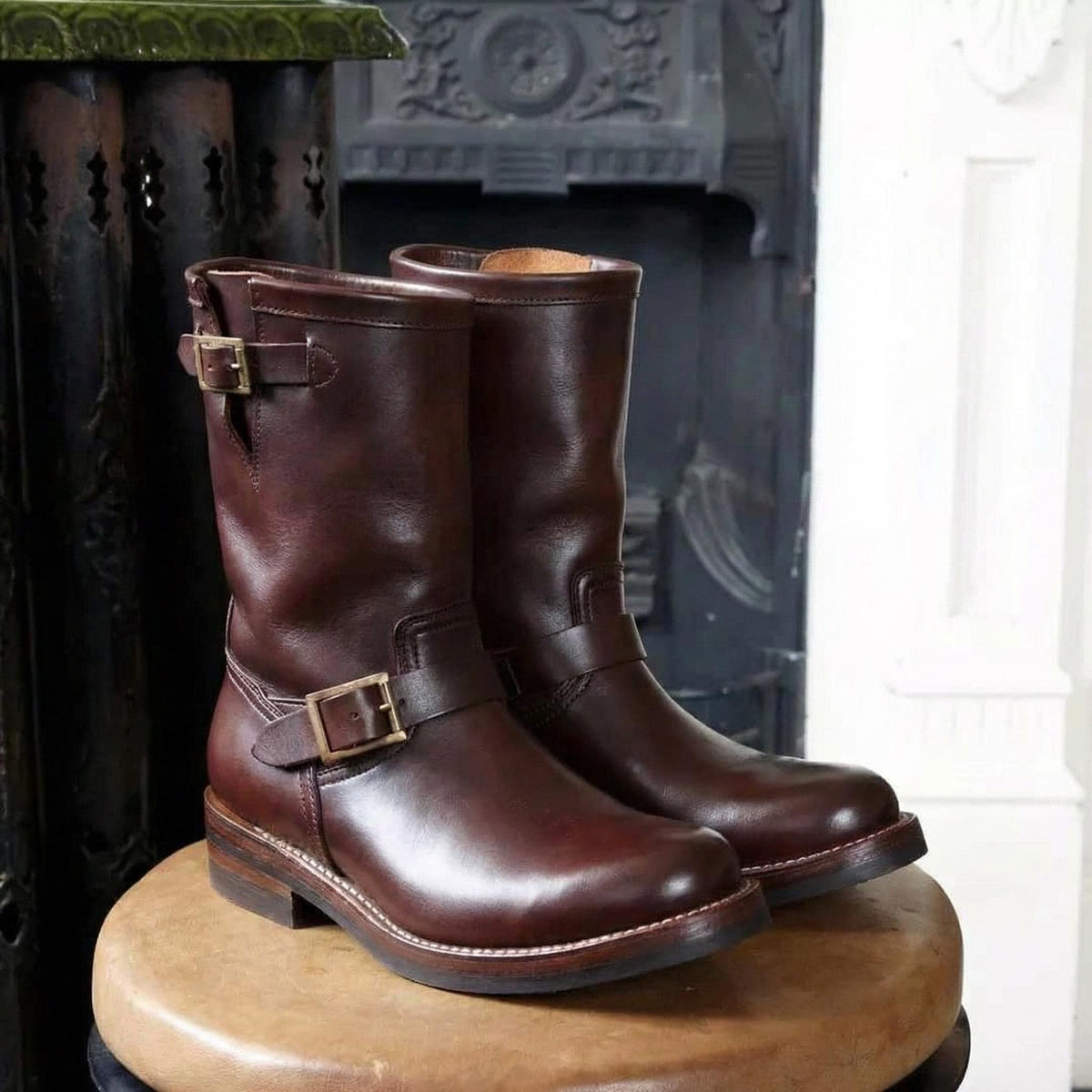 Work boots Handmade Brown Leather boots, Biker Boots, Engineer Boots men gift for him