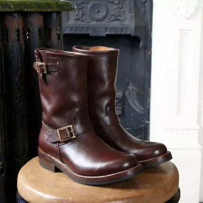 Work boots Handmade Brown Leather boots, Biker Boots, Engineer Boots men gift for him