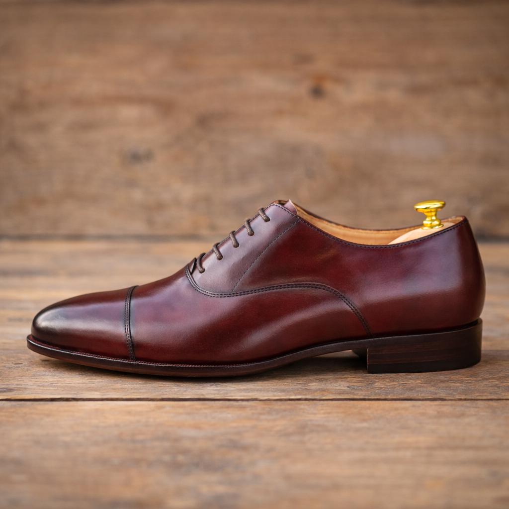 shoes for men Handmade Oxblood Leather mens Oxford Shoes, Burgundy Cap Toe mens Dress Shoes