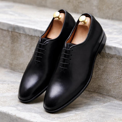 Handmade Wholecut Black Leather mens Oxford Shoes, Custom Fit Wedding Dress Shoes