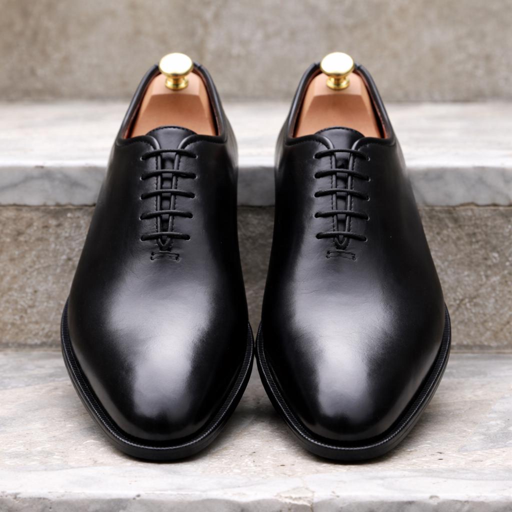 Handmade Wholecut Black Leather mens Oxford Shoes, Custom Fit Wedding Dress Shoes