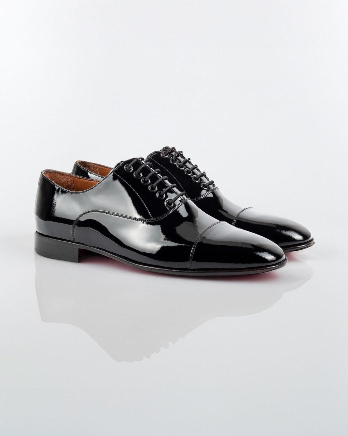 Handmade shoes Black Patent Leather mens Oxford Shoes, Blake Stitched Tuxedo Dress Shoes