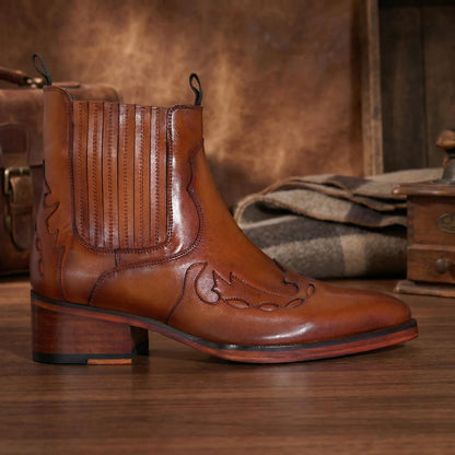 Handmade Genuine Leather Cowboy Leather Boots for Men Western Style, gift for him