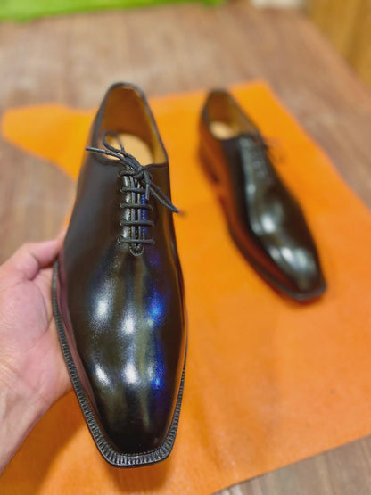Handmade mens Oxford Shoes, Genuine Leather Red Bottom Wedding Shoes For Men