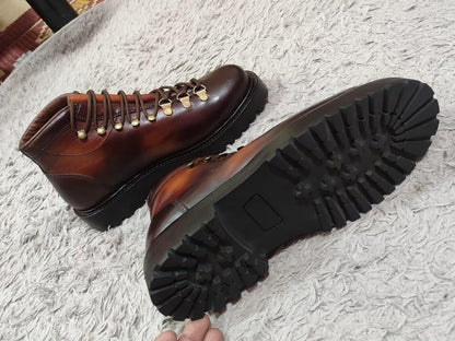 Handmade Hiking Boots brown | Lace Up Leather Boots mens