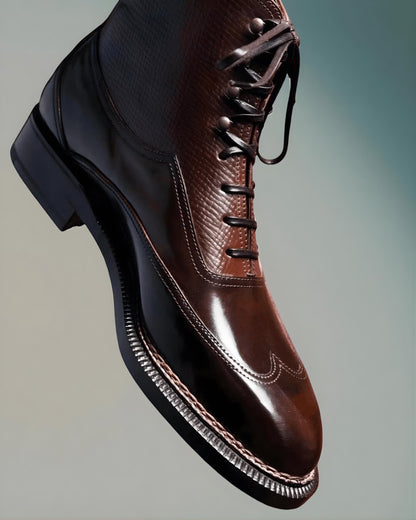 Handmade Men's Brown Genuine Leather Boots – Lace Up Ankle Dress Boots, gift for him