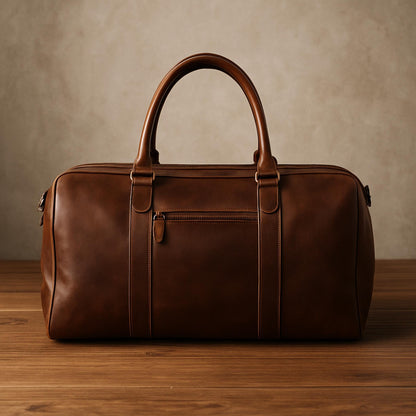 Handmade leather duffle bag| Full grain Brown leather duffle bag men, gift for him