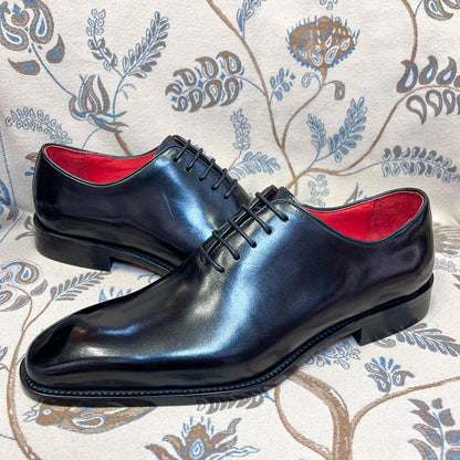 Handmade Black Oxford Shoes for Men, Red Bottom Leather Shoes – Custom Lace Up Formal Wedding Shoes