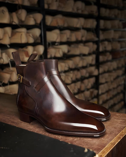 Handmade Brown Jodhpur leather Boots Goodyear Welt Leather Sole Custom Men Ankle boot