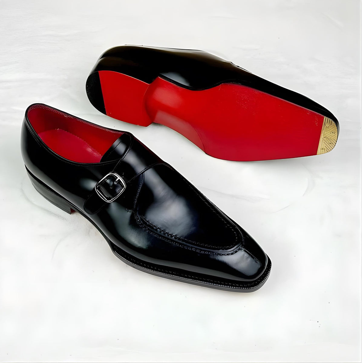Handmade genuine leather loafers monk strap red sole custom mens shoes, gift for him
