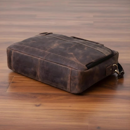 Handmade Full Grain Leather Briefcase Bag | Personalized Vintage  leather Laptop Bag 15 Inch | Brown Leather Office Satchel | Gift for Him