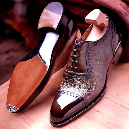 Handmade Two Tone genuine Leather Oxford Shoes: Cap Toe mens shoes
