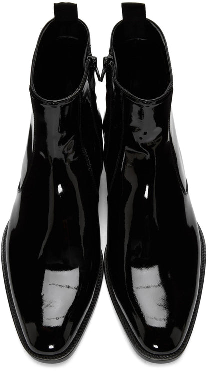Handmade Mens Black Leather Side Zipper Ankle Leather Boots | Goodyear Welted