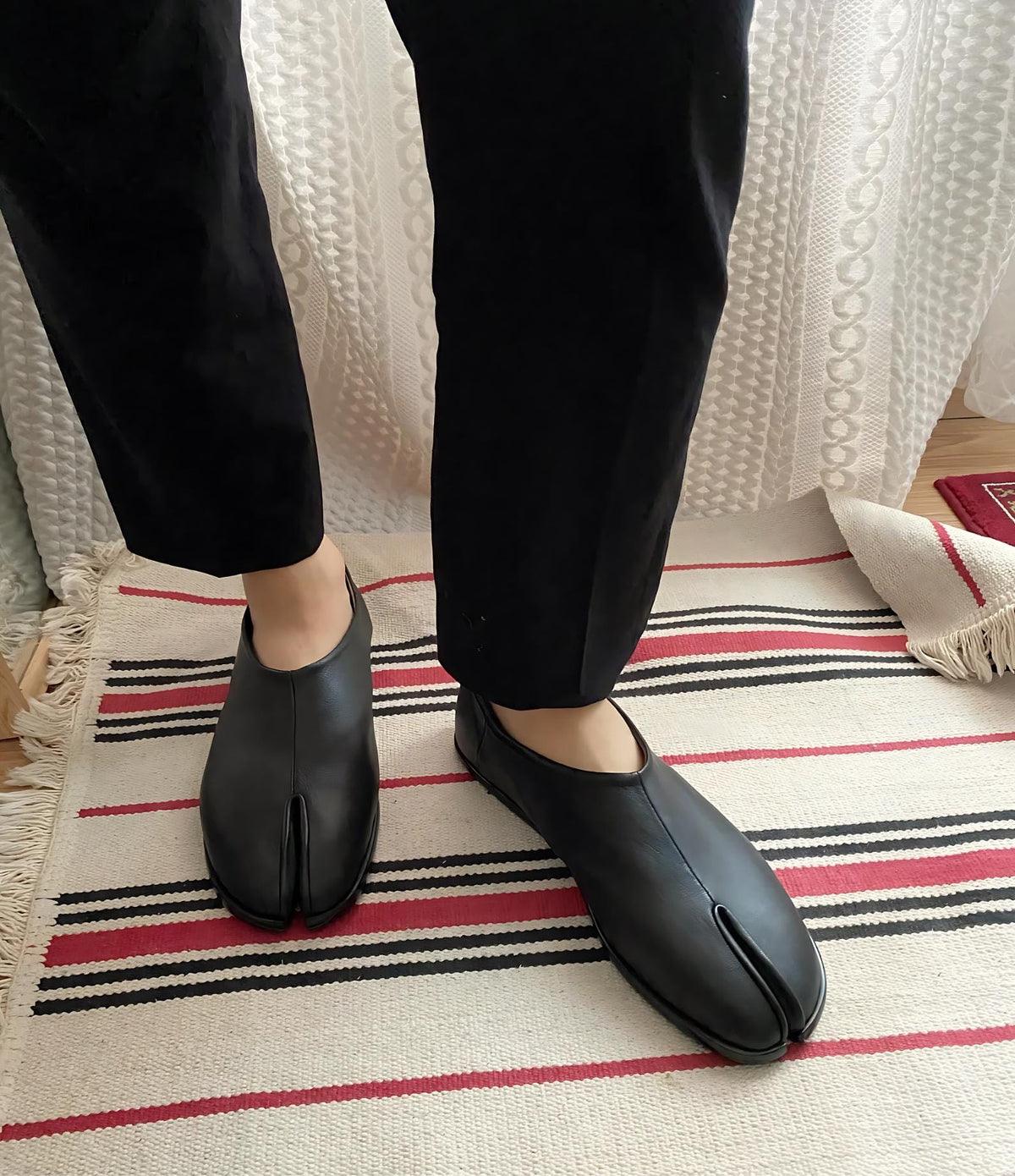 handmade tabi shoes loafer cow leather split toe mens shoes slip on loafers