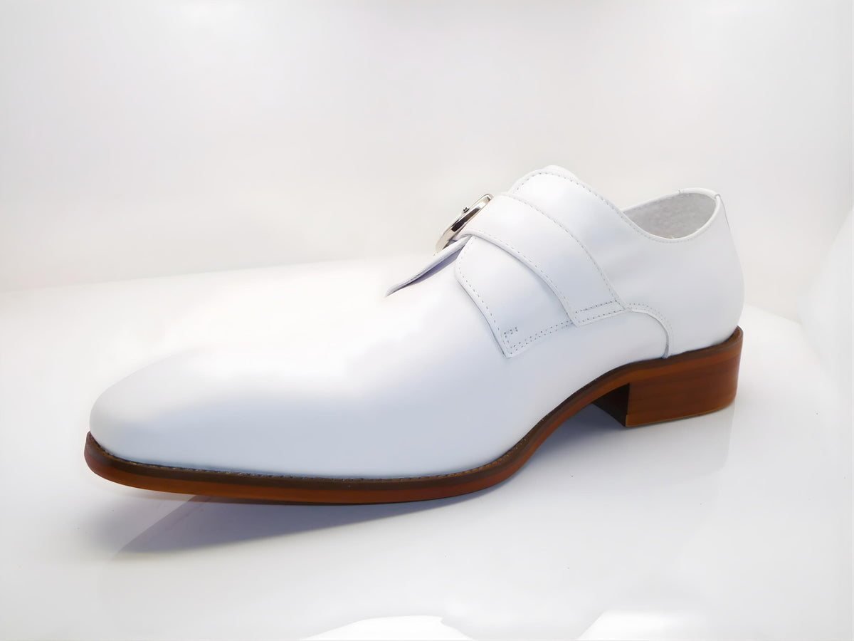 Handmade white Leather Monk Strap shoes Formal mens Dress Shoes, custom leather shoes men, gift for him
