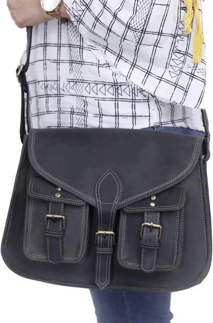 Leather Crossbody Bag | Handmade Messenger Satchel | Genuine Leather Shoulder Bag for Travel and Everyday use for Men & Women |