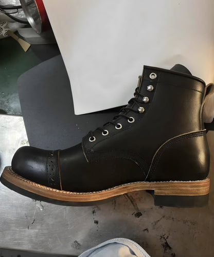 custom leather ankle boots| made to Your Foot Measurement | motorcycle boots, Goodyear Welt Black toe box mens leather boots