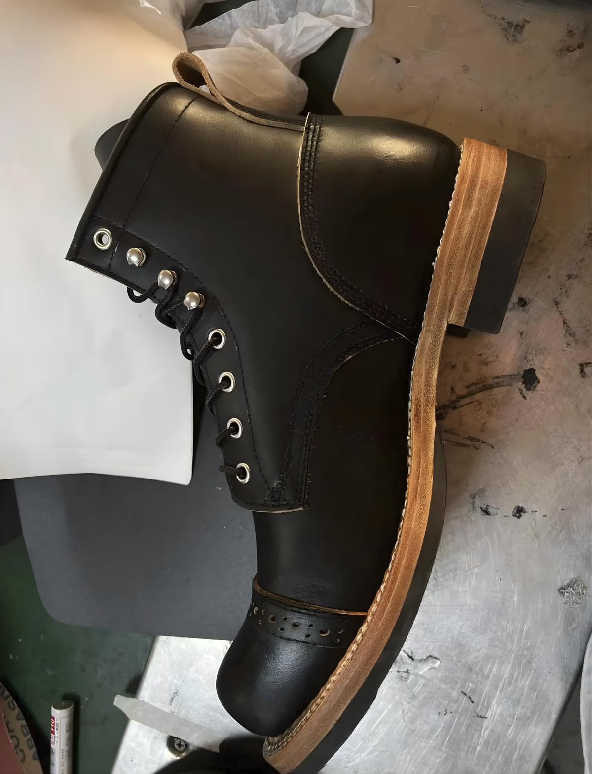 custom leather ankle boots| made to Your Foot Measurement | motorcycle boots, Goodyear Welt Black toe box mens leather boots
