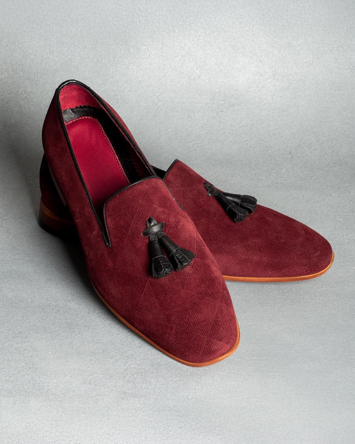 Handmade Hekla Bordeaux Suede Leather Tassel Loafers | mens wedding shoes, Gift for him