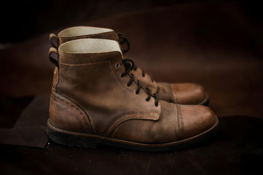 Cap toe mens boots custom made work boots handmade brown leather lace up ankle boots | heritage work boots, gift for him