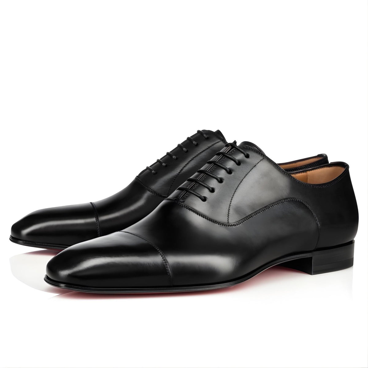 Oxford shoes men black – handmade cap toe leather dress shoes red sole | wedding shoes, groom shoes, gift for him