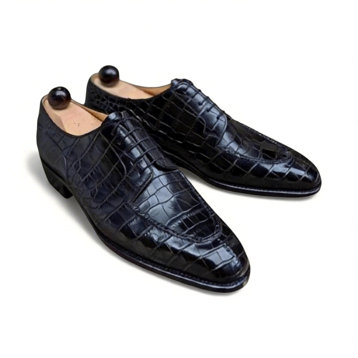 Alligator shoes mens black handmade crocodile embossed wholecut Oxfords dress shoes | wedding shoes, groom gift for him