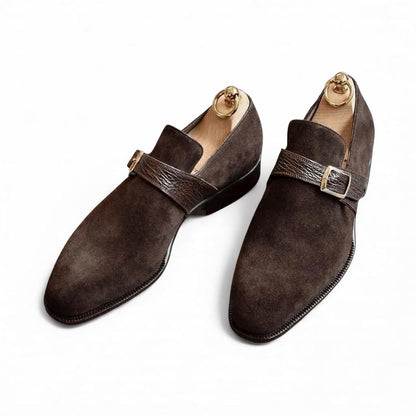 Monk strap shoes men brown suede leather handmade single buckle mens  dress shoes | wedding shoes, croc strap, gift for him