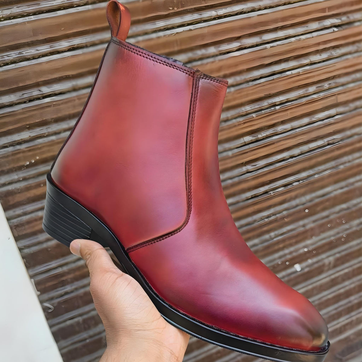 ankle boots handmade burgundy leather Chelsea boots mens | oxblood dress leather boots, giftsforhim