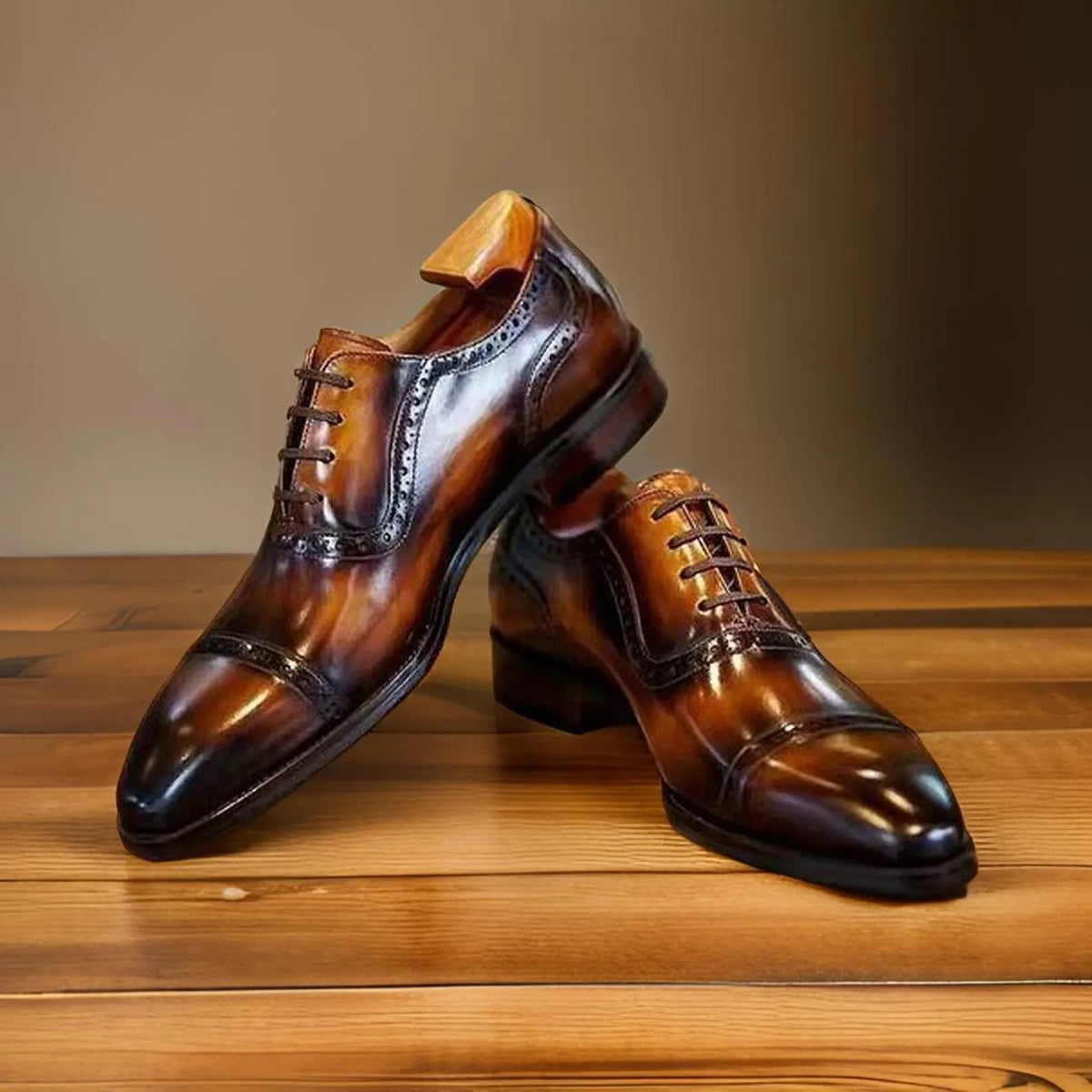 mens Oxford shoes made to your measurement, handmade hand painted patina cap toe brogue | wedding shoes, giftsforhim