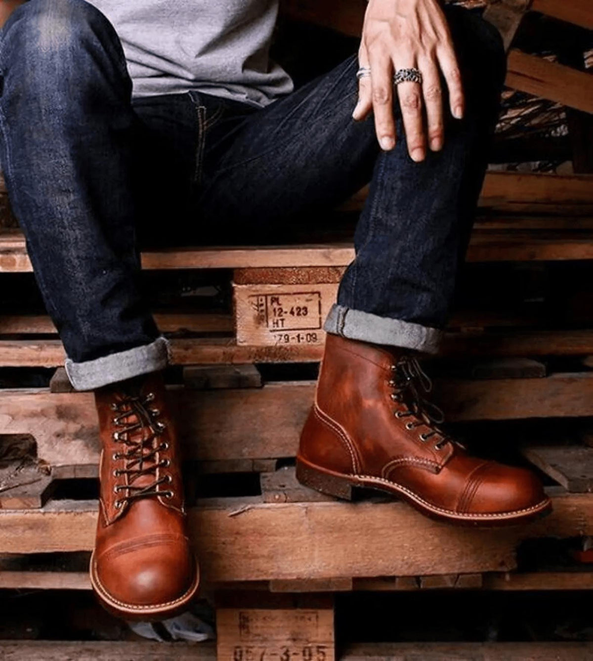 Handmade Brown Leather Cap Toe Boots: Goodyear Welt, Vintage Style, made to your measurement