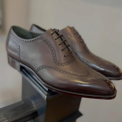 Mens Oxford Dress Shoes Handmade shoes brown Leather shoes Brogue Classic Formal Shoes made to your measurement