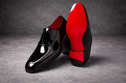 Handmade Black Leather mens Dress Shoes | Red Sole Luxury Formal Footwear, wedding shoes