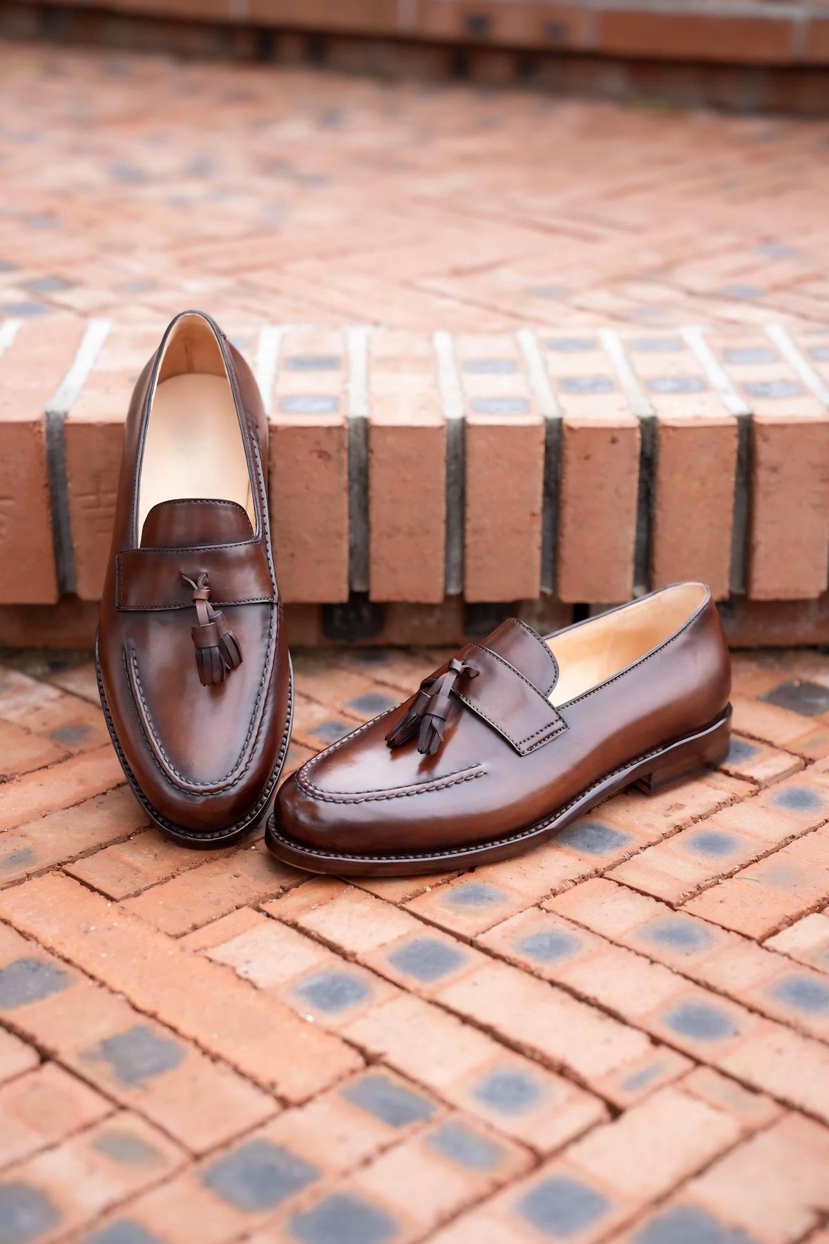 Handmade Brown Tassel Loafers for Men's Slip On Shoes, Luxury Formal leather Loafers